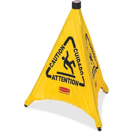 Rubbermaid Commercial 30" Pop-Up Caution Safety Cone, 30" Height, 21" Width RCP9S0100YLCT